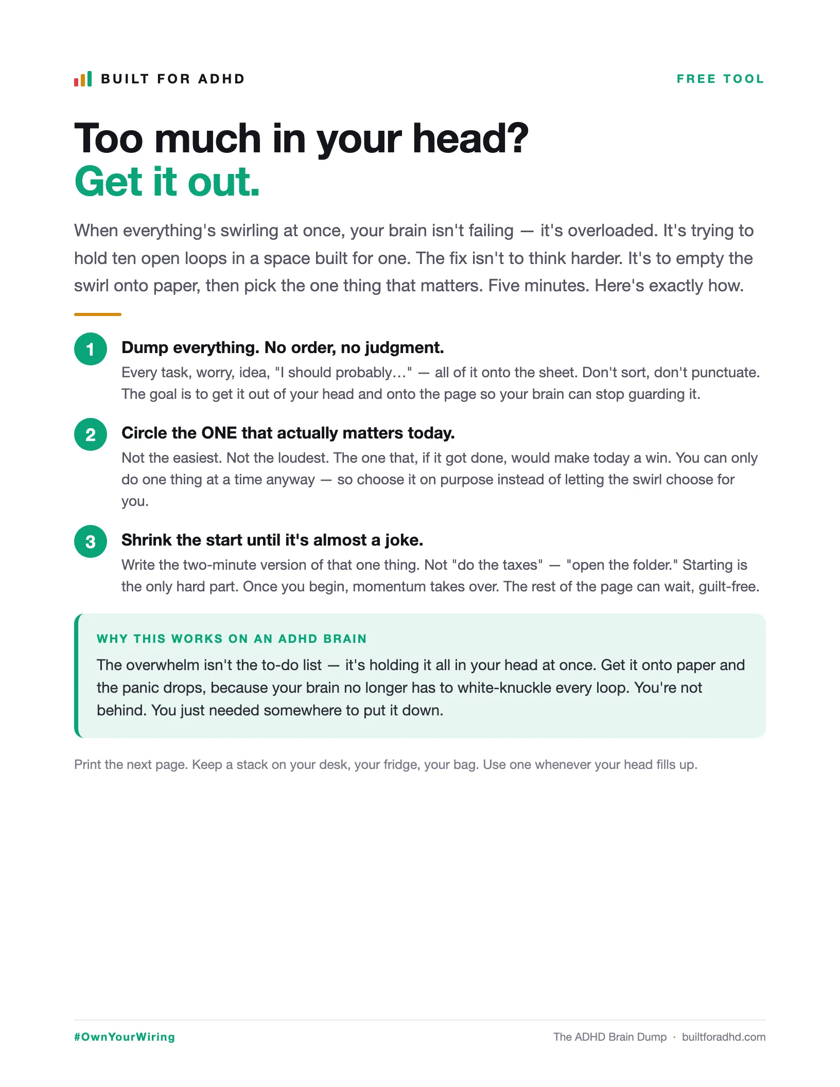 The Brain Dump Sheet cover