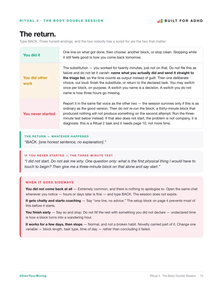 Second sample page from ADHD AI Starter Kit in the page fan