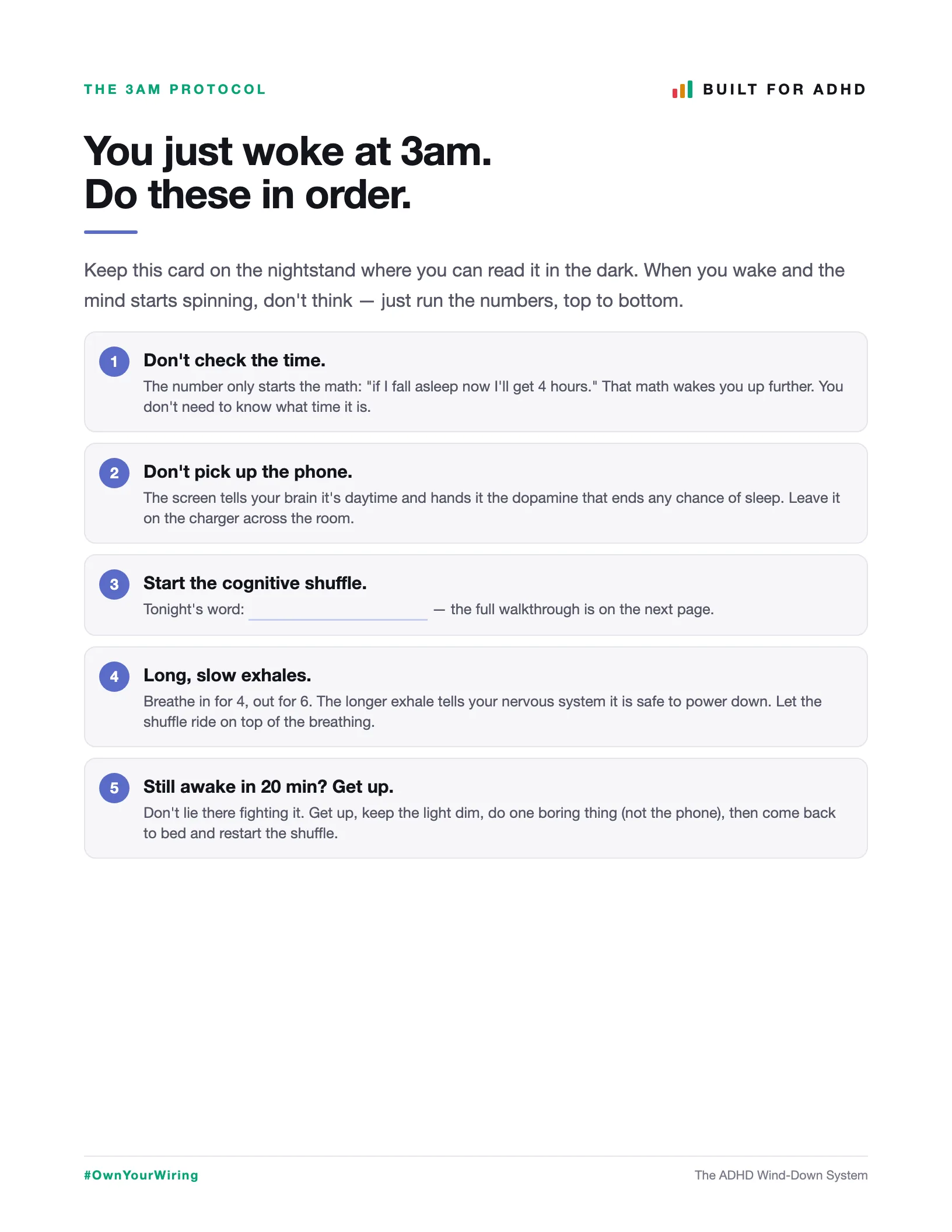 A real page from ADHD Wind-Down System